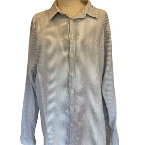 CP Shades Long Sleeve Black & White Striped Button Front Blouse